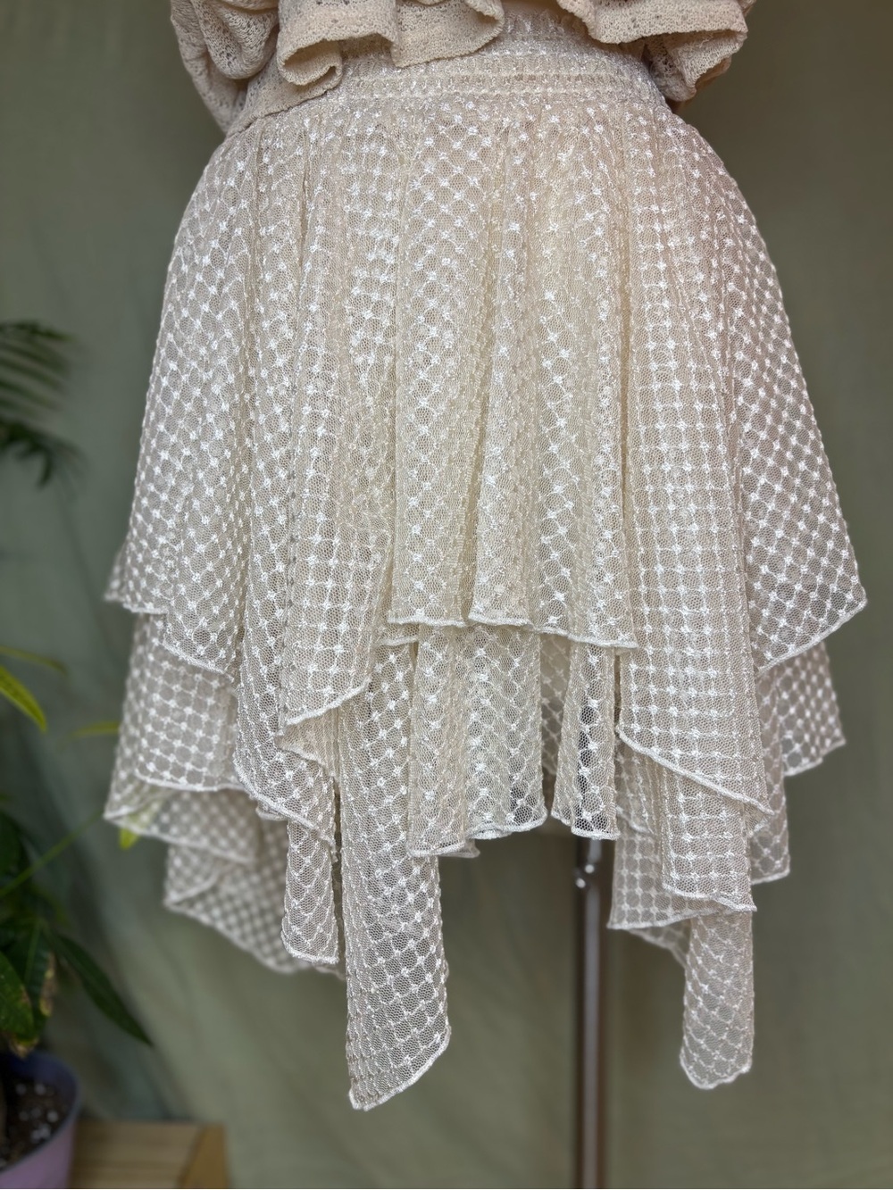 Free People Cream Asymmetrical Layered Lace Skirt #fairycore